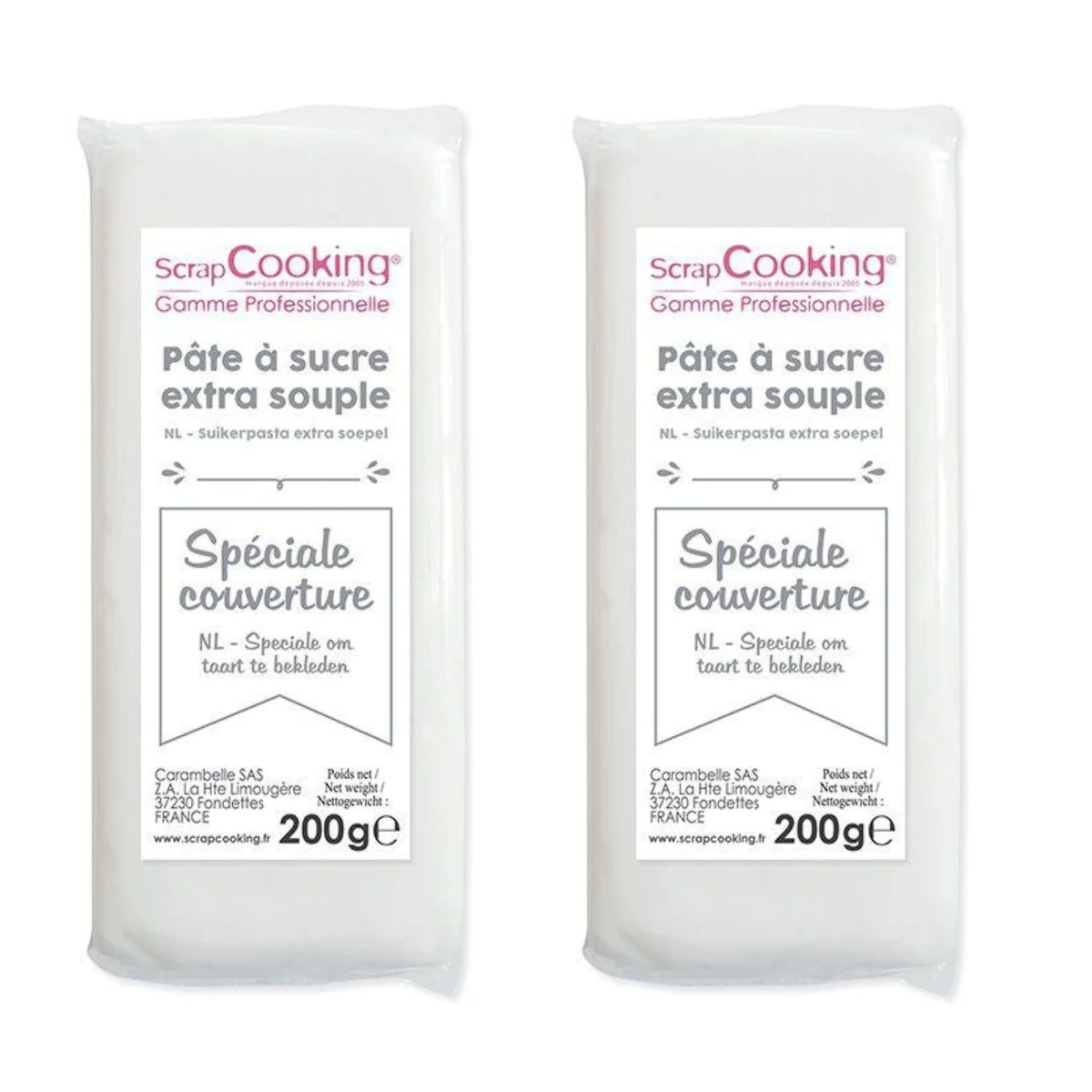 Pâte à sucre de couverture blanche 400 g Scrapcooking