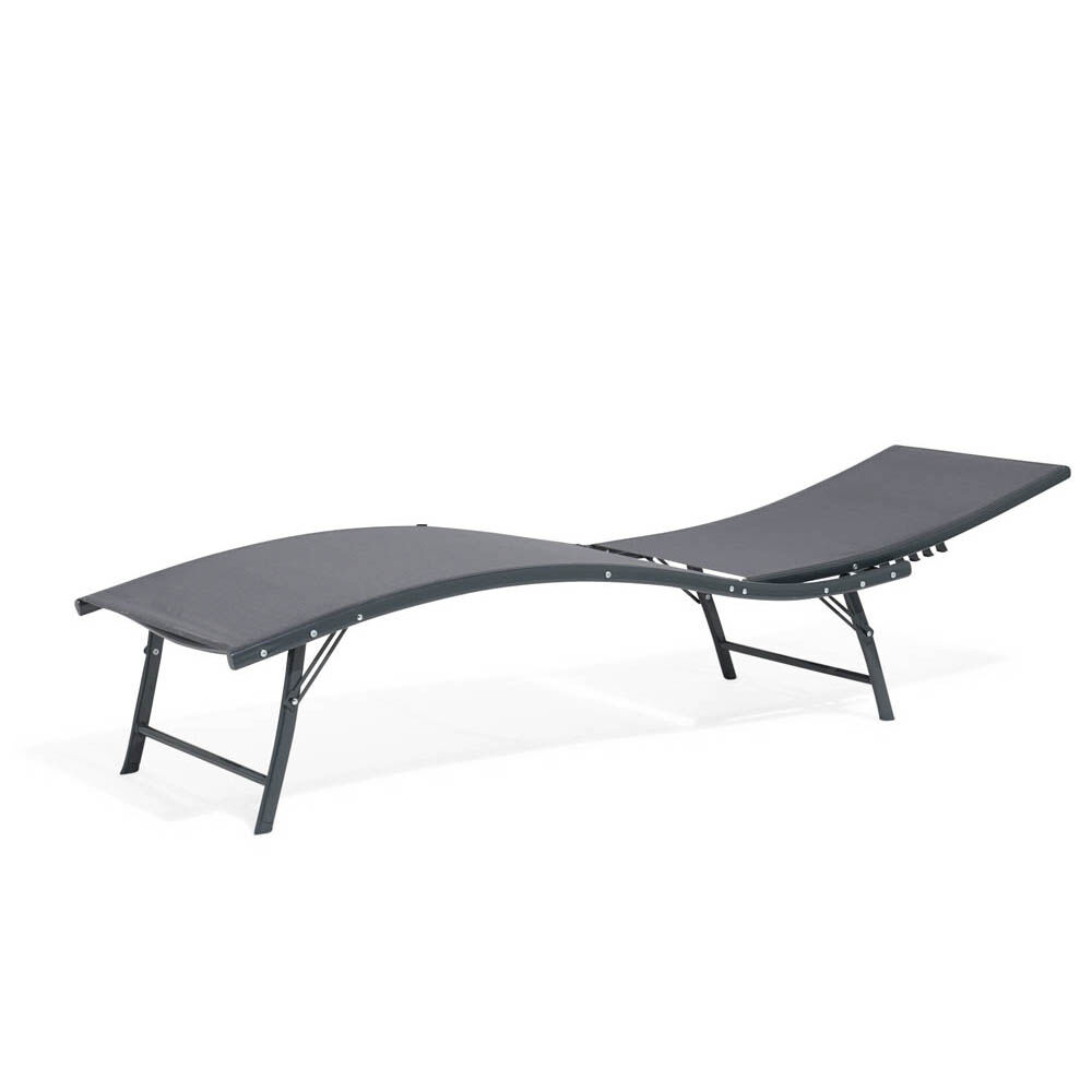Bain de soleil Bahia pliant 5 positions gris 182x55xH34-92cm