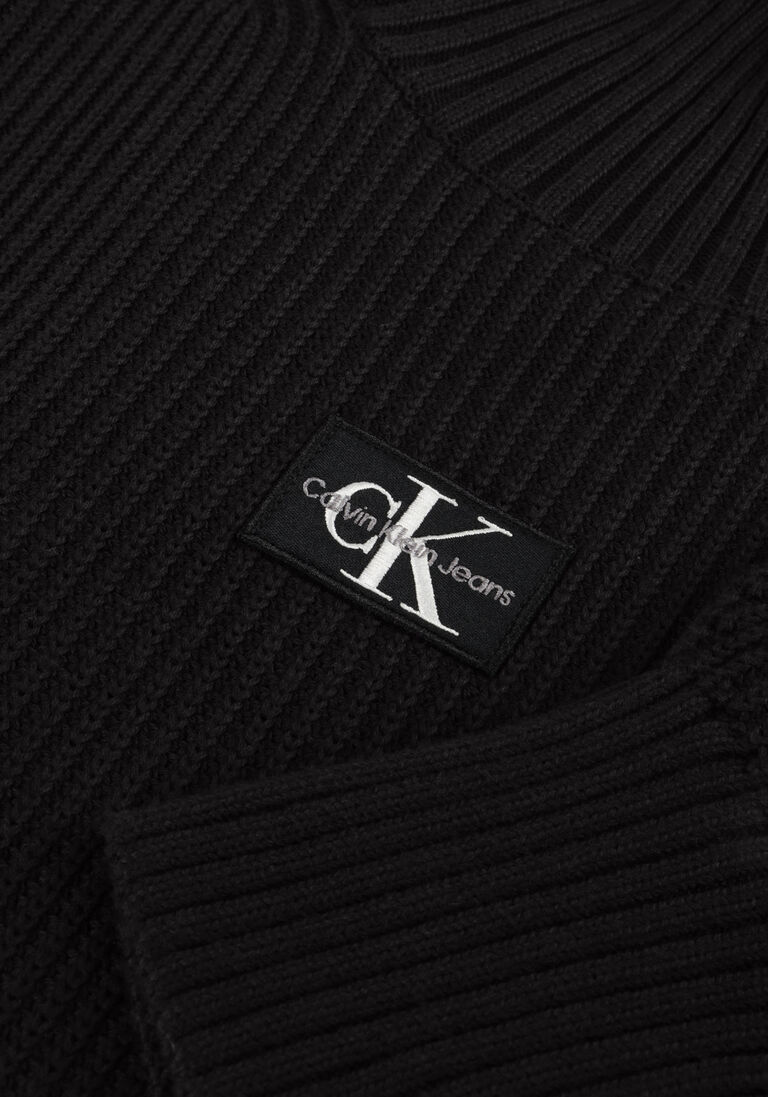 CALVIN KLEIN zwarte calvin klein mini jurk woven label loose sweater dress