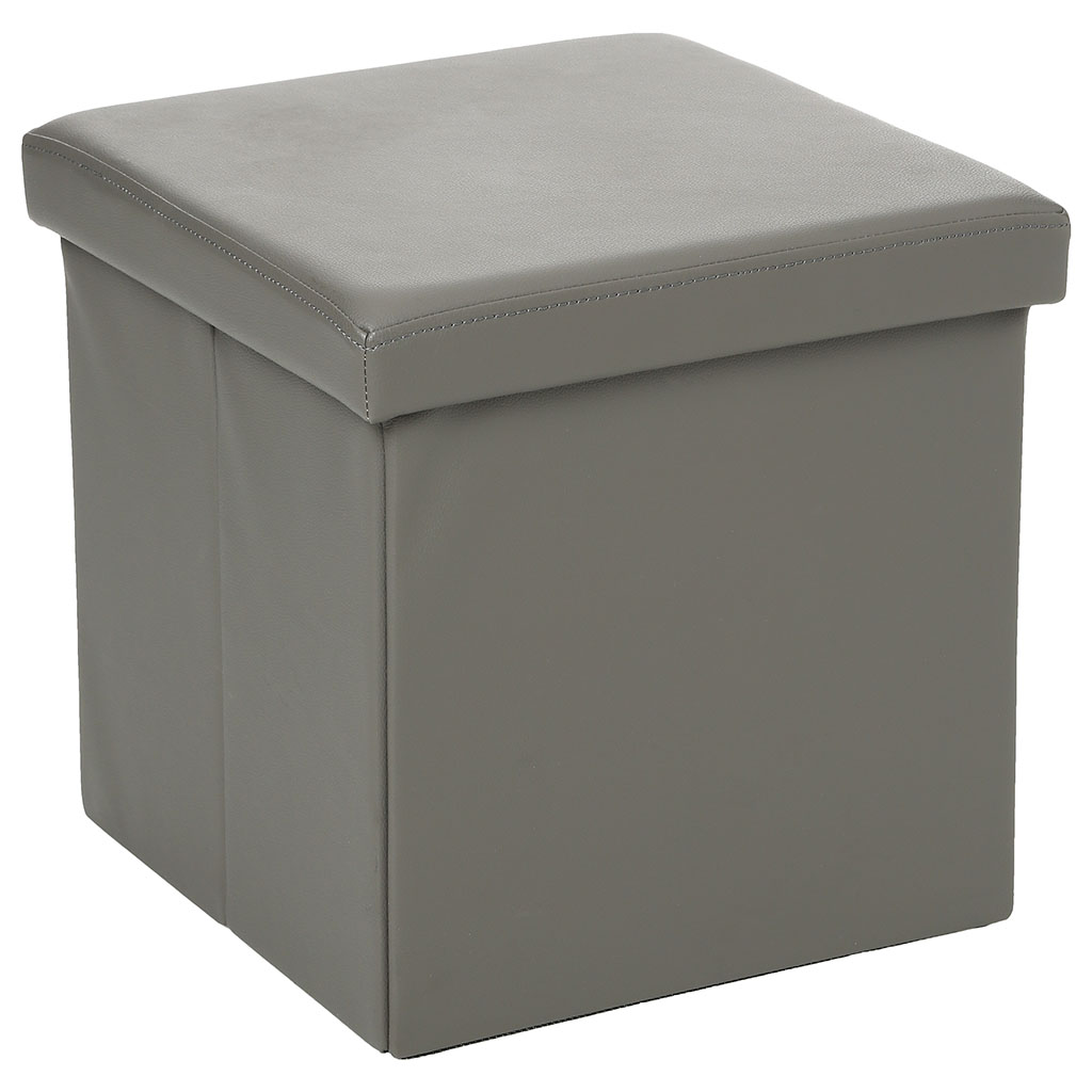 Pouf de rangement PVC gris 38x38cm