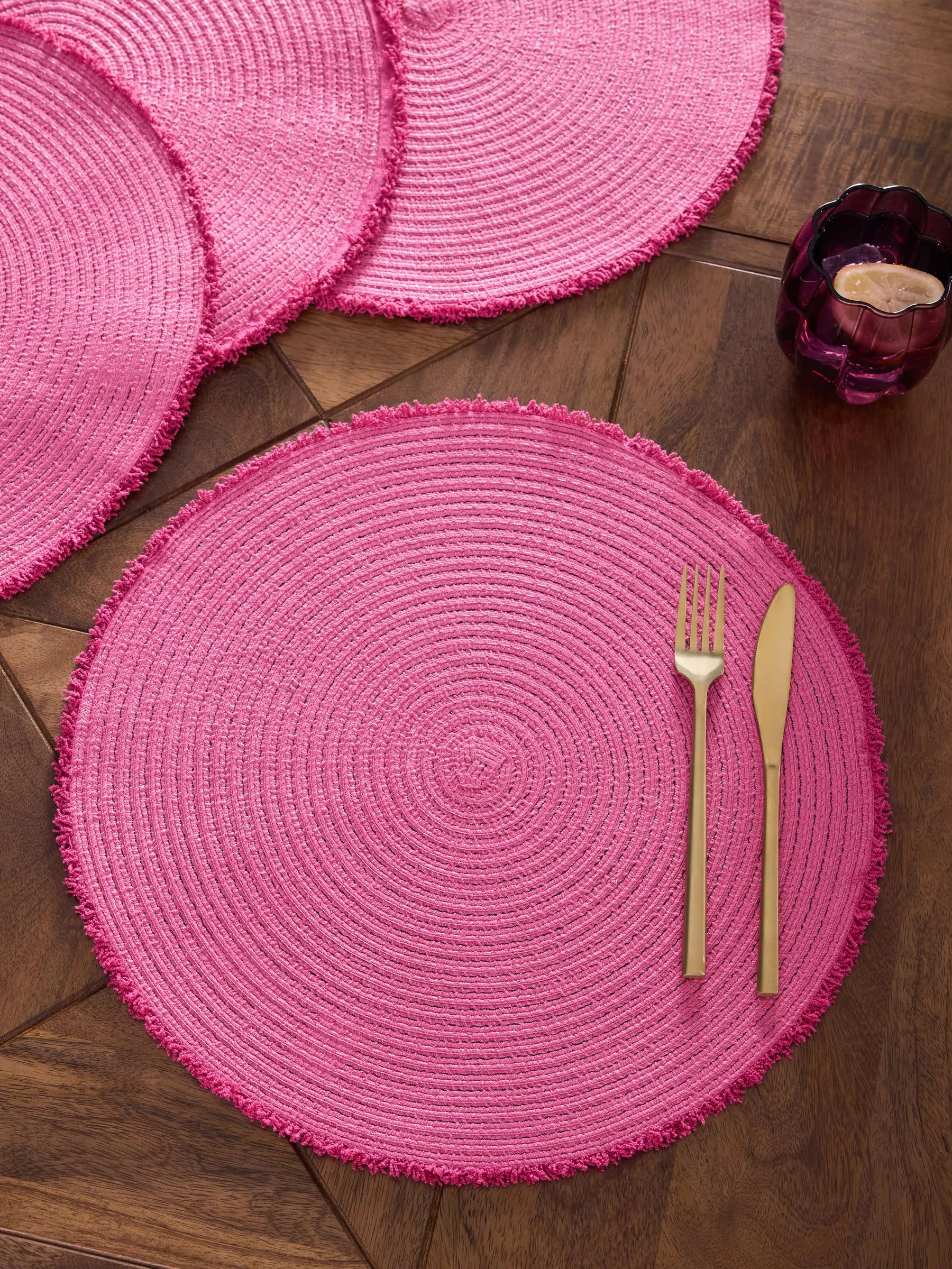 Set van 4 placemats met franje