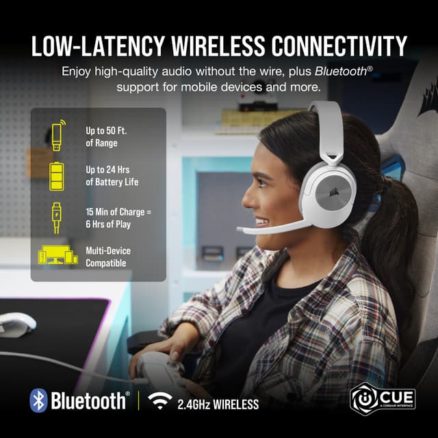 Corsair HS55 trådløst gaming-headset (hvid)