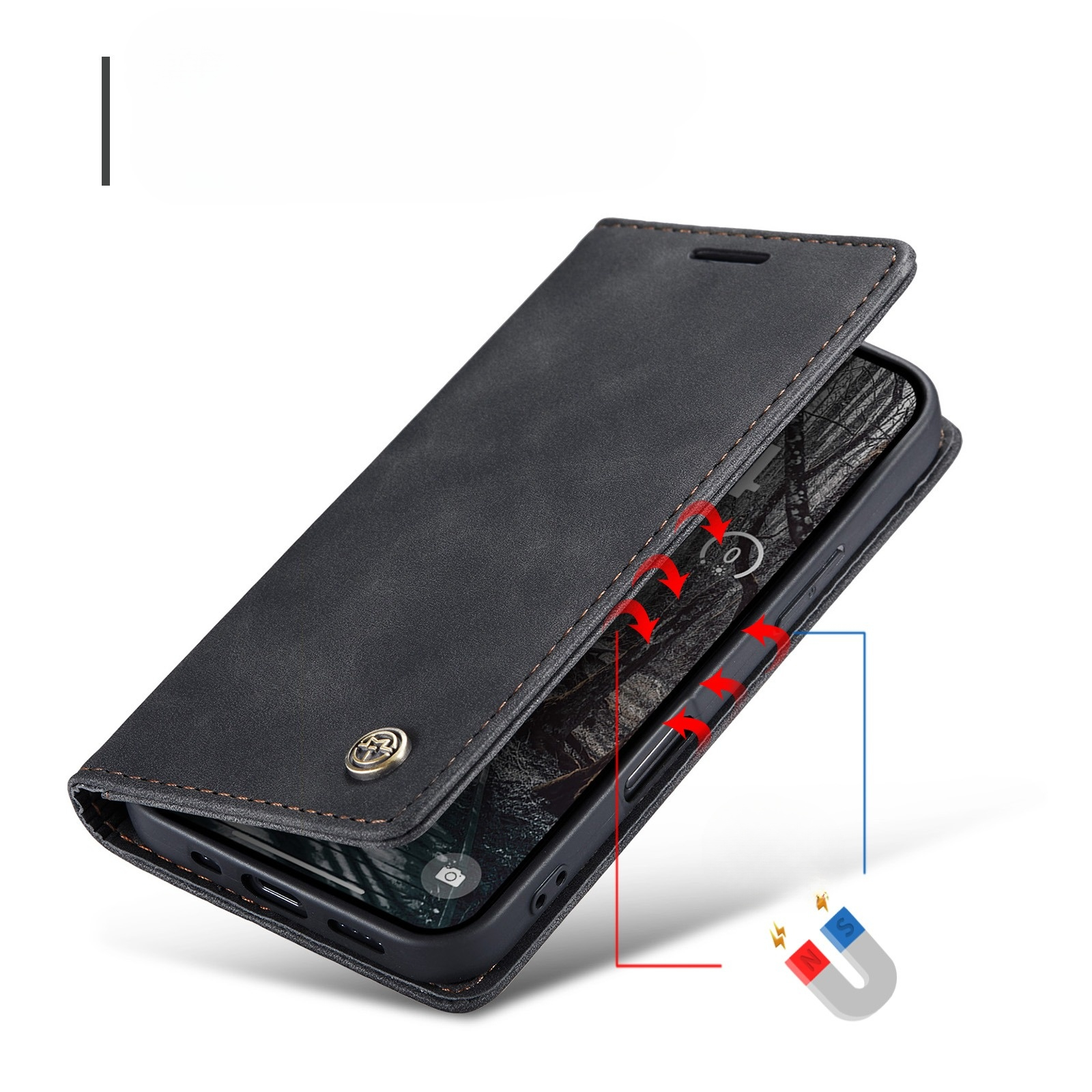 iPhone 17 Pro Max Leder Tasche Flip Wallet Etui mit Kartenfächern - Schwarz