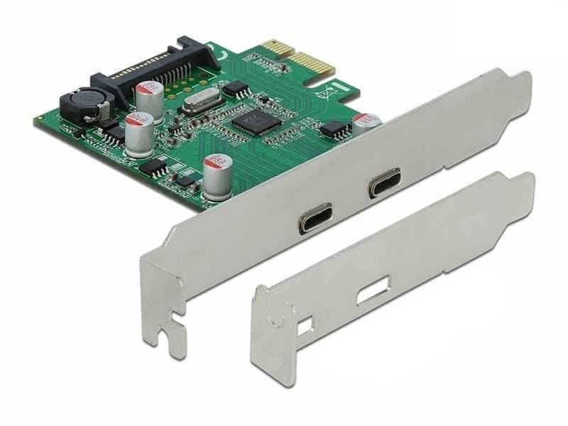 Delock PCI-Express-Karte 90493 USB-C - 2 Port, LP 2 x SuperSpeed USB 3.2 Gen1, 1 x SATA Strom