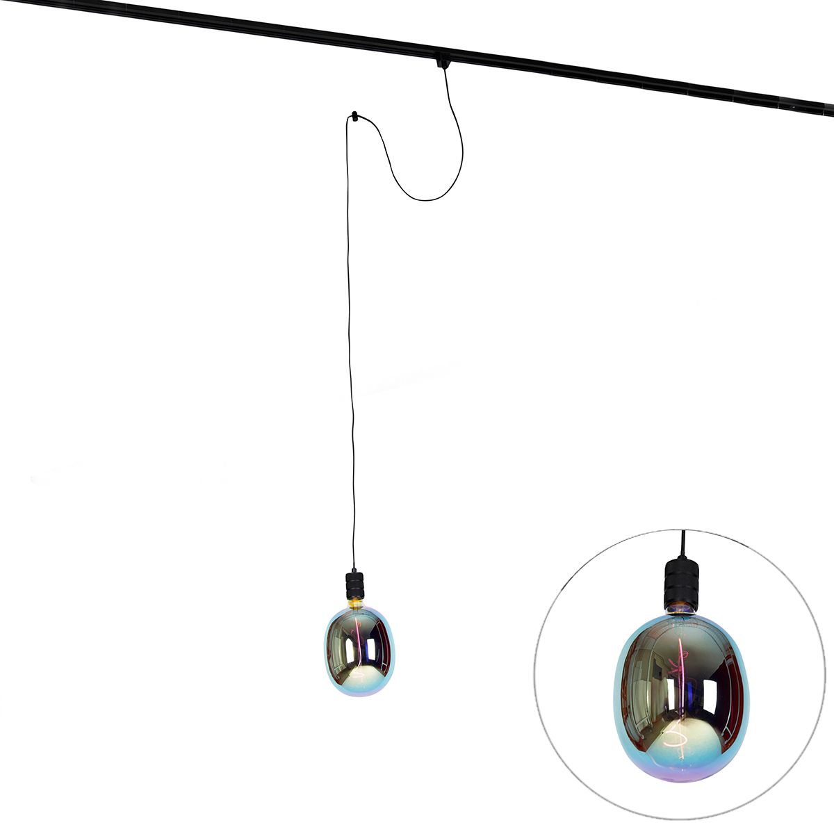Hanglamp met rail ophanging zwart incl. LED G170 - Cavalux