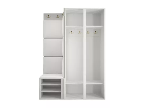 Meuble d'entrée Hartford 387, 186x116x46cm, Noir, MDF|Stratifié|Faux cuir
