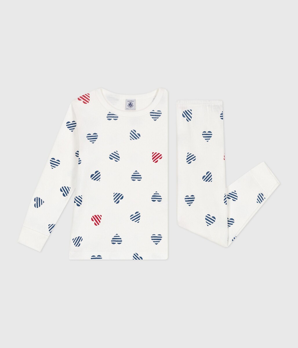 PETIT BATEAU<br>Pijama de algodão com mangas compridas e estampa de coração