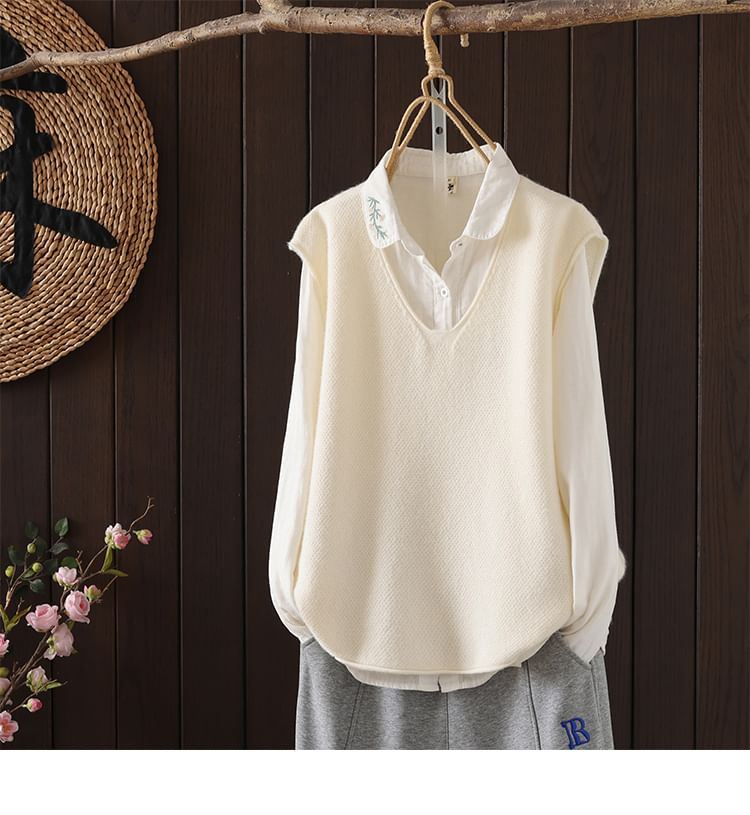 ZIMO - V-hals effen trui-vest