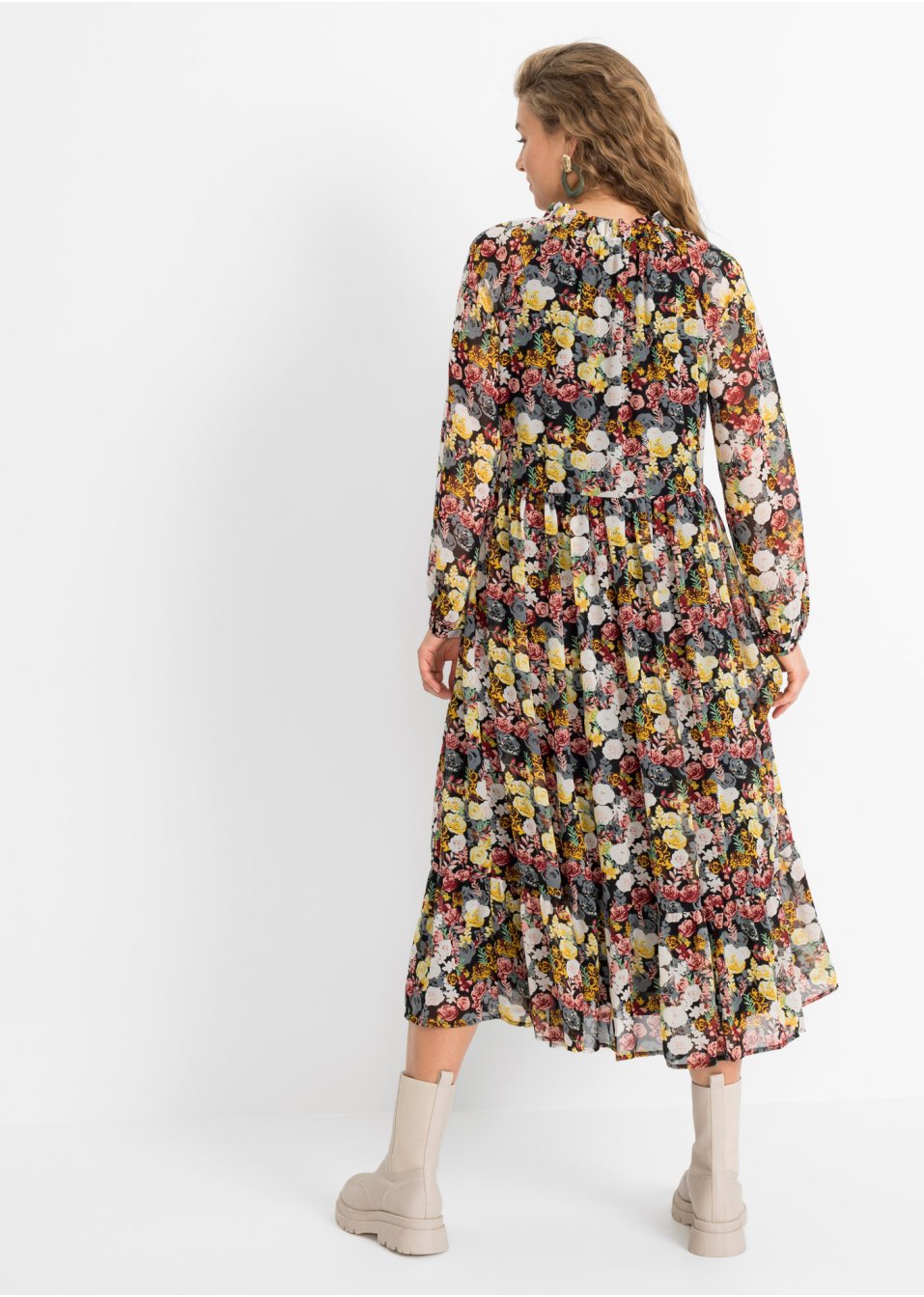 Robe longue avec polyester recyclé et imprimé floral