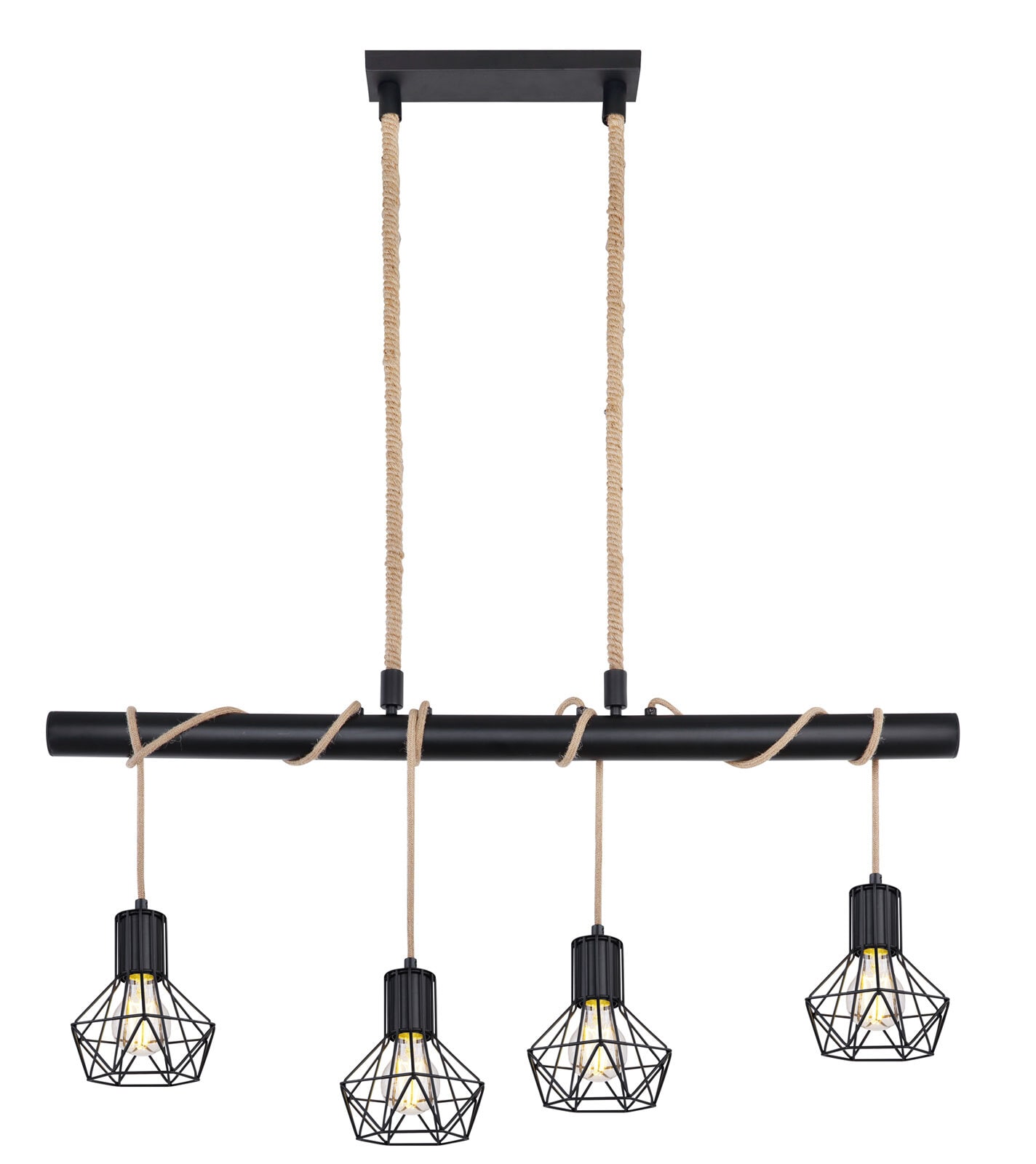 PRISKA Pendellampe schwarz 54017-4H,B/H/T: 100 x 120 x 15 cm, Metall