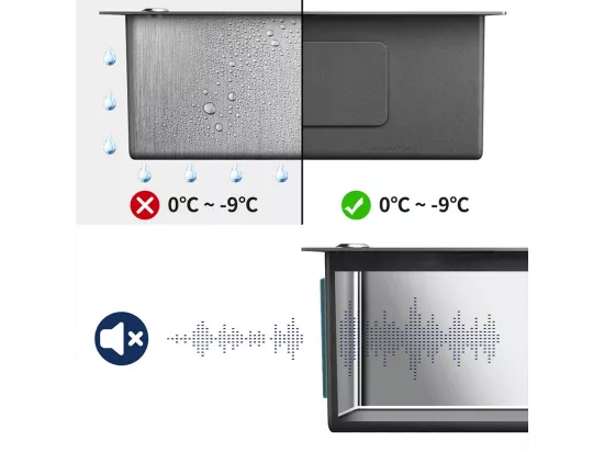 AuraLum Max Évier Cuisine 1 Bac en Acier Inoxydable 304 Brossé 45x45CM Évier encastré et à Poser Évier avec Trou de Montage pour Robinet,EU Modèle