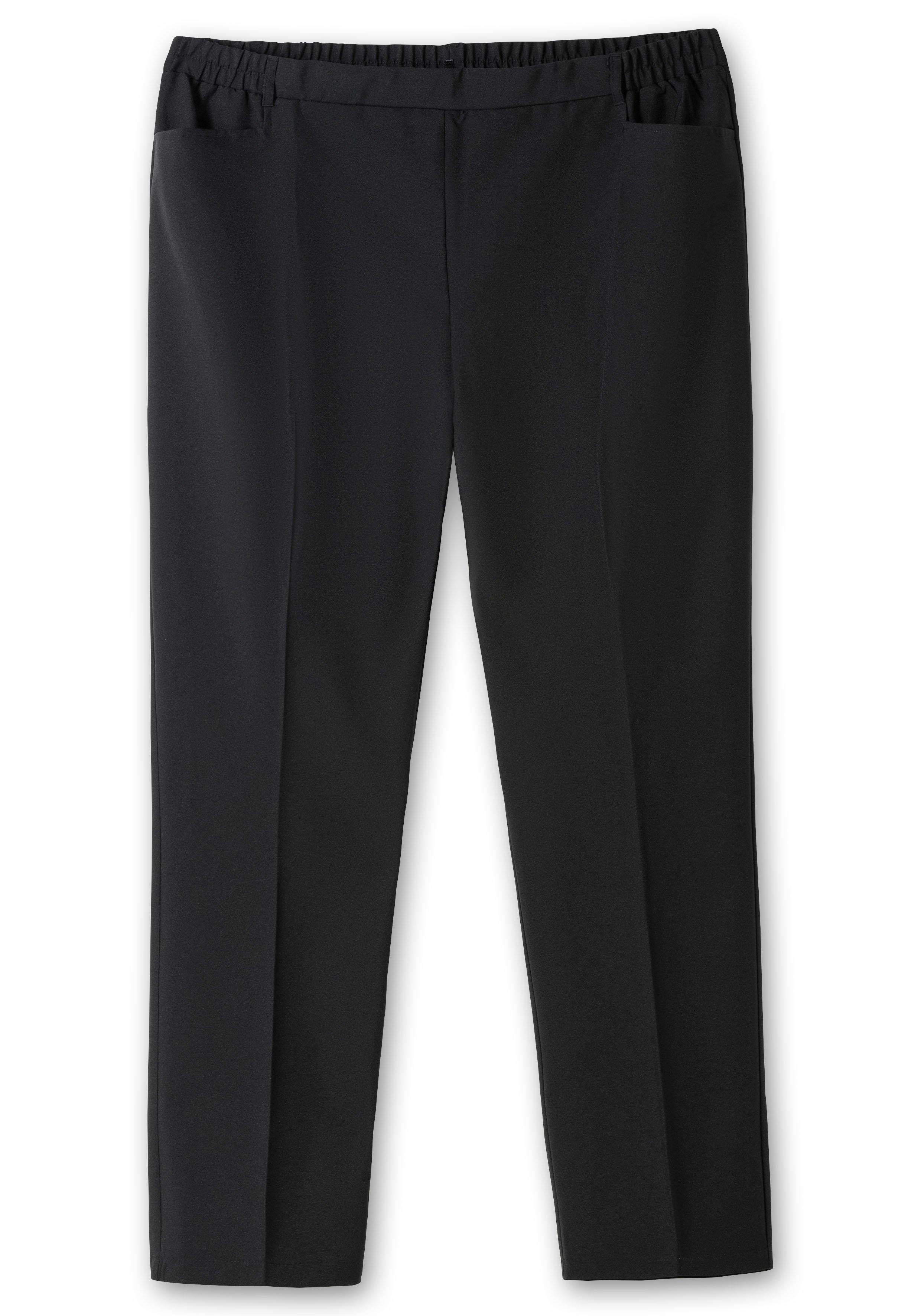 Gerade Hose mit Schlupfbund und Bügelfalten