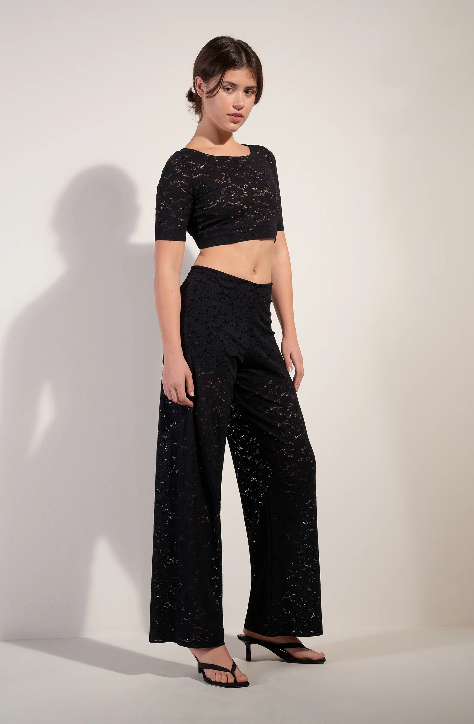 kalliope Crop-top dos nu noir en dentelle Noir