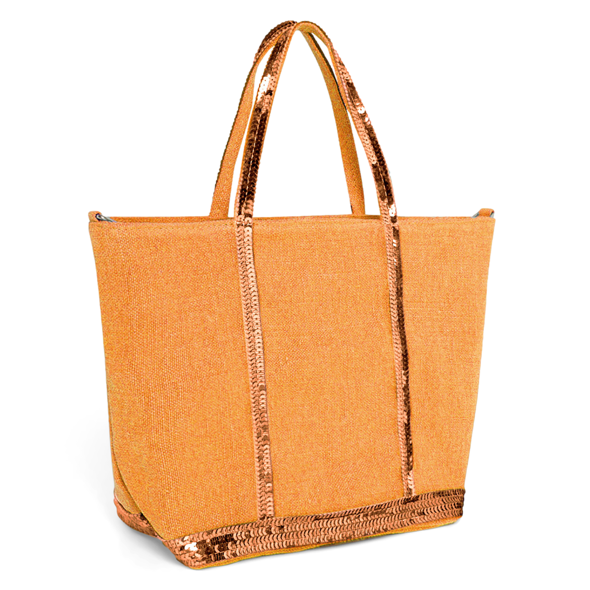 Sac cabas S à sequins en lin| Jaune