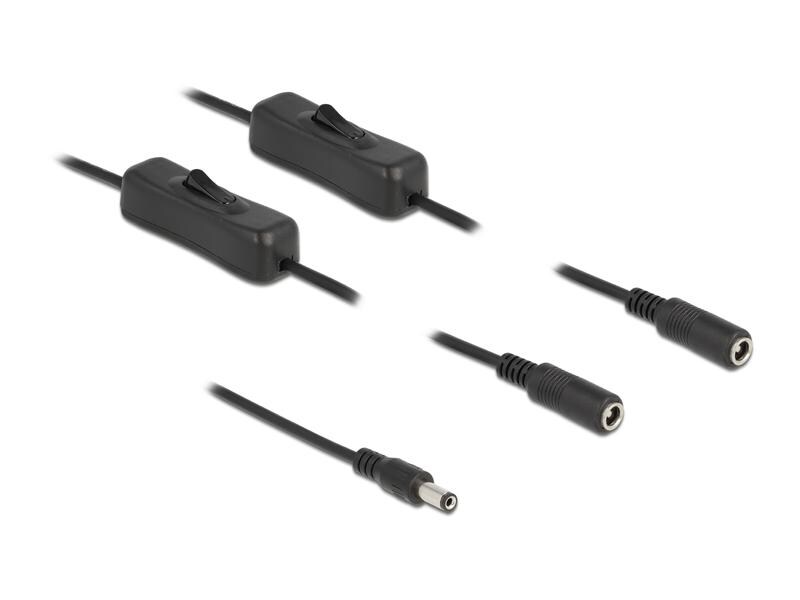 Delock Hohlstecker Kabel DC 5.5 x 2.1 mm zu 2 x DC mit Scha Delock Kabel DC 5.5 x 2.1 mm Stecker zu 2 x DC Buchse mit Schalter 1 m