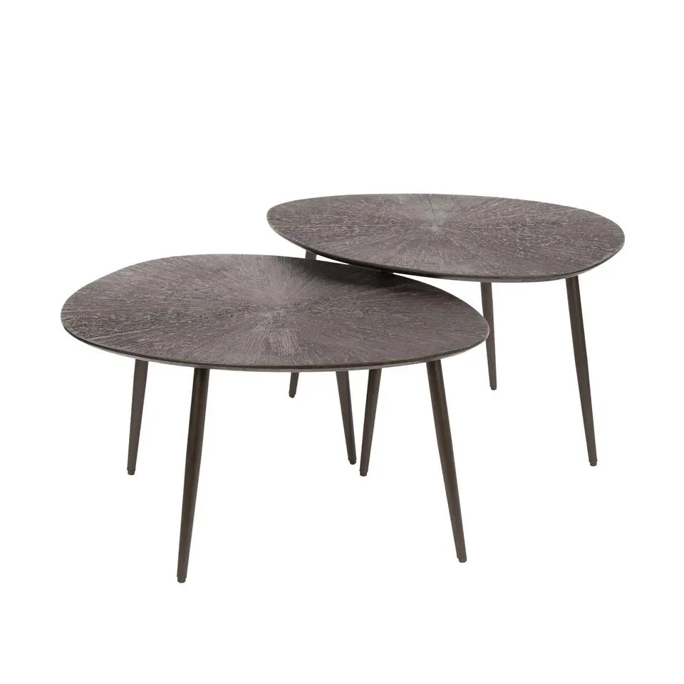 Salontafel Brons Metaal - Set Van 2 - 76x61x43cm - Ray