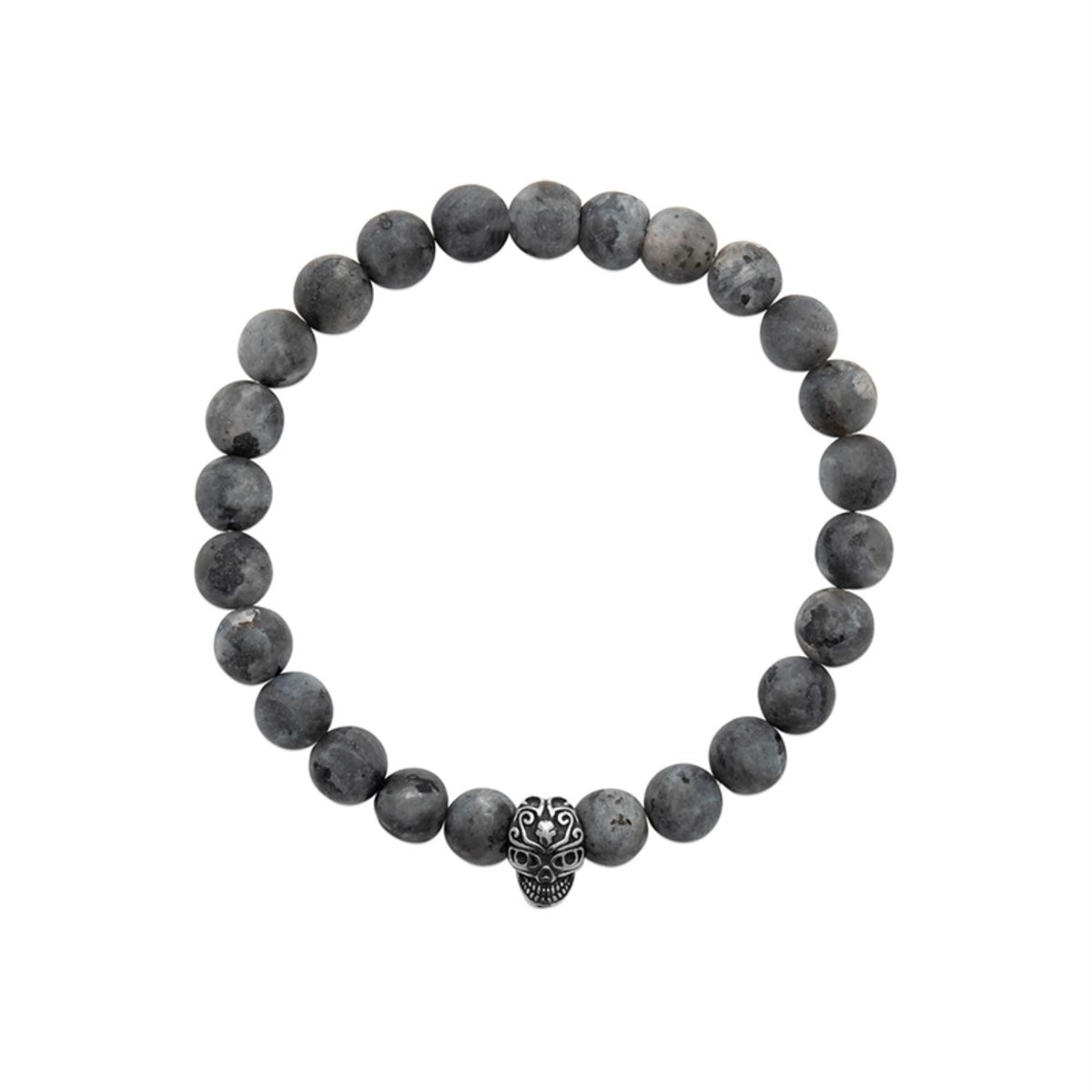 Bracelet tête de mort acier pierres naturelles Labradorite
