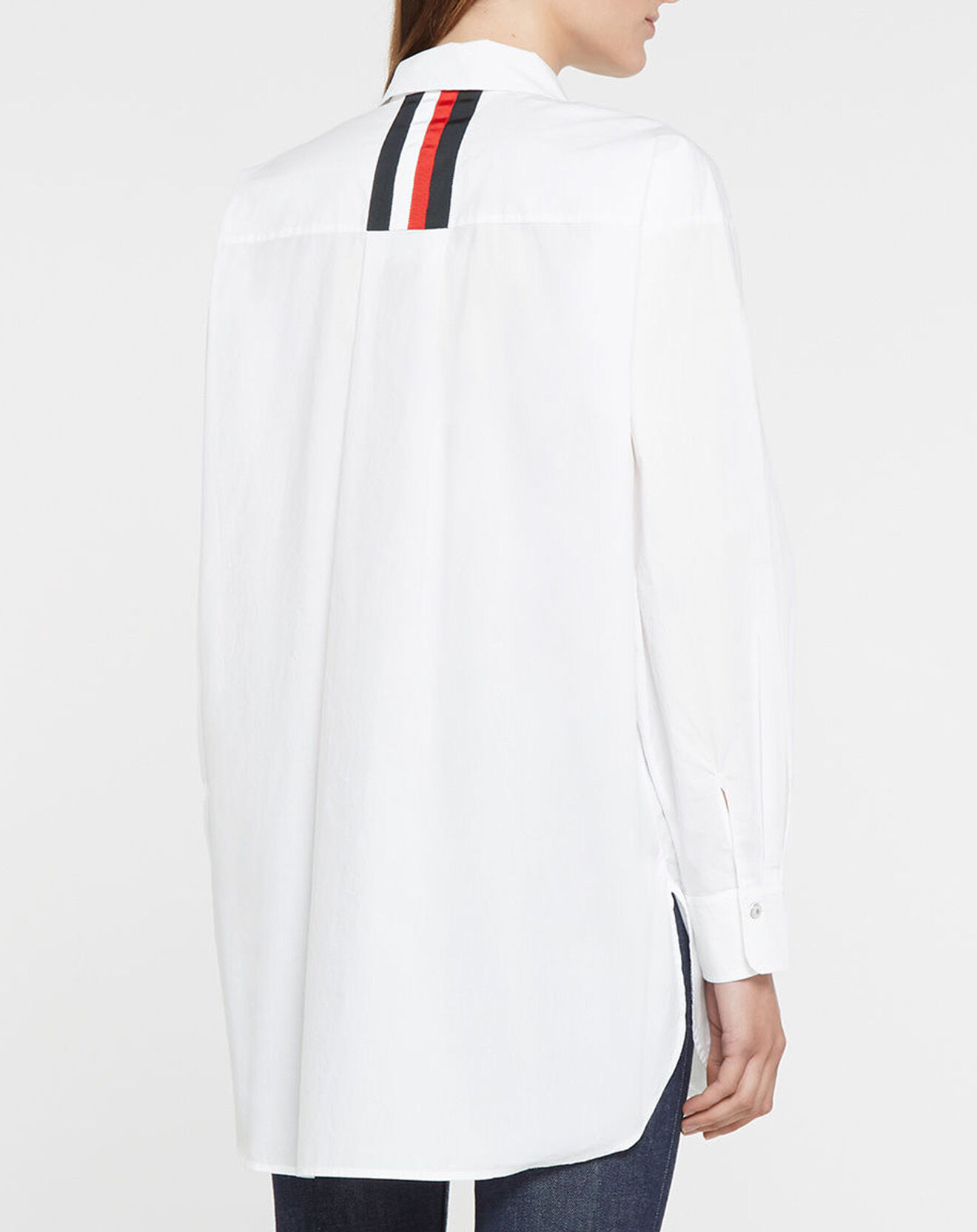 Tommy Hilfiger Chemise Regular 100% Coton Bio Abo Stripe Boyfriend blanche