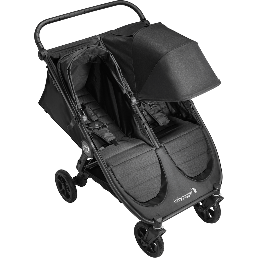 baby jogger Geschwisterwagen City Mini GT2 Double Jet schwarz inklusive Babywanne Mini GT2 Double, 1 x Sicherheitsbügel und Wetterschutz