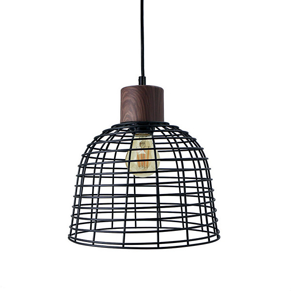Suspension Maryland bois et métal noir