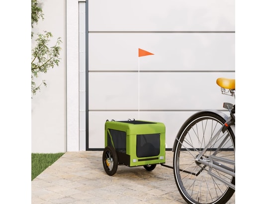 VIDAXL - Remorque de vélo pour chien vert et noir tissu oxford et fer