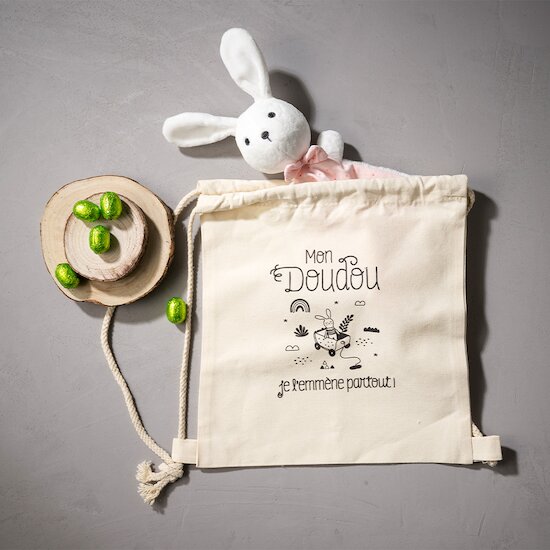 Doudou Lapin   Ecru Rose        de               P'tit bisou