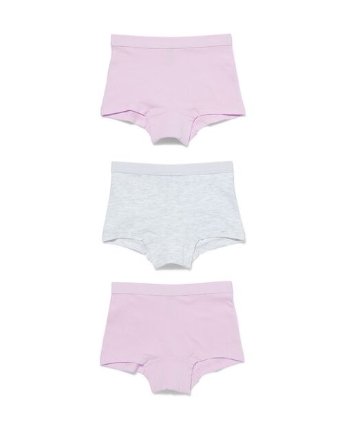 3 boxers enfant en coton/stretch lilas