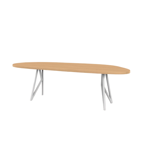 Studio HENK tafel Butterfly Blob - wit frame, hardwax light 3041 300 x 100 | HWO NL 3041 | Rechte Rand | Frame Wit
