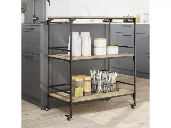Chariot cuisine chêne sonoma 100,5x50x105 cm bois d'ingénierie