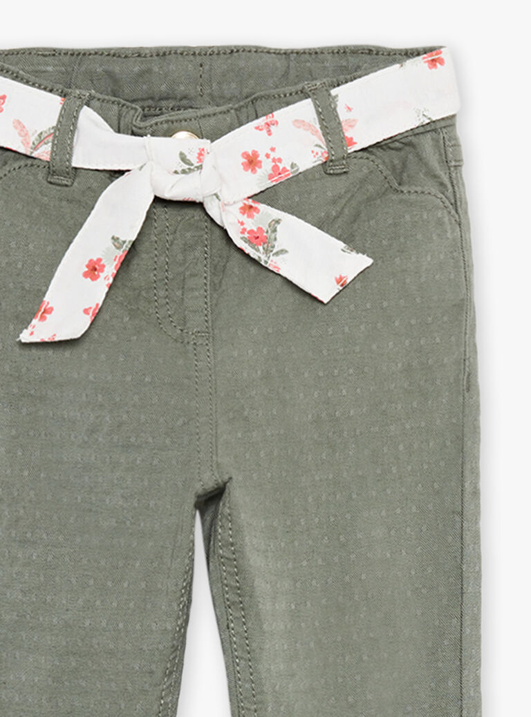 Pantalon vert feuille uni avec foulard