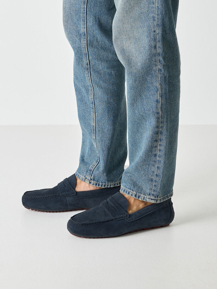 Leren Instappers - blauw