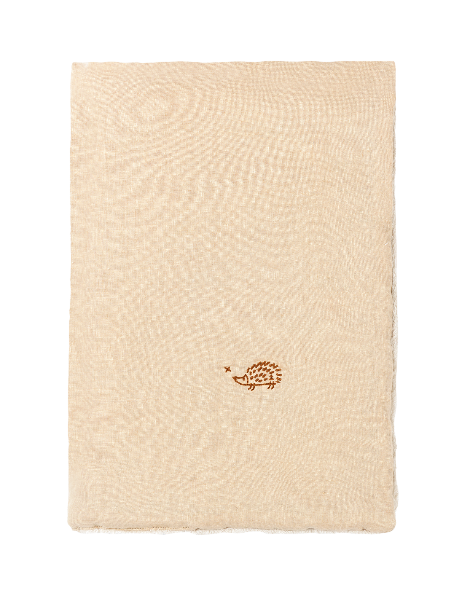 Couverture d'hiver brodée l1n0 en lin français | Beige