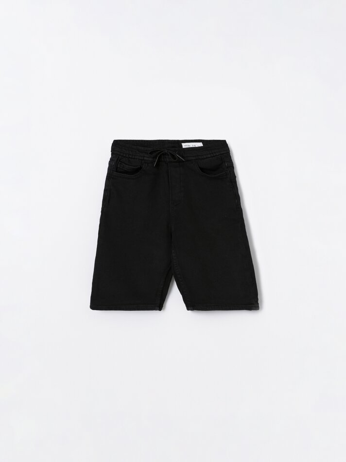 Shorts de moletom jeans - Preto