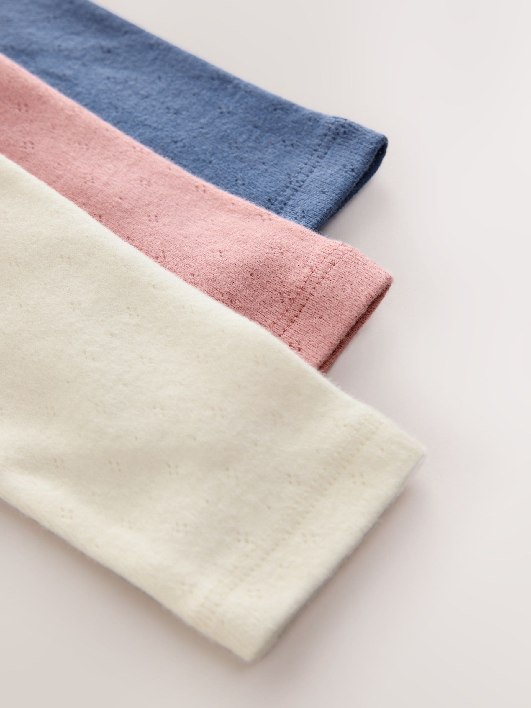 Roze/blauw/crème - Geborduurde tops met lange mouwen (3mnd -7jr)