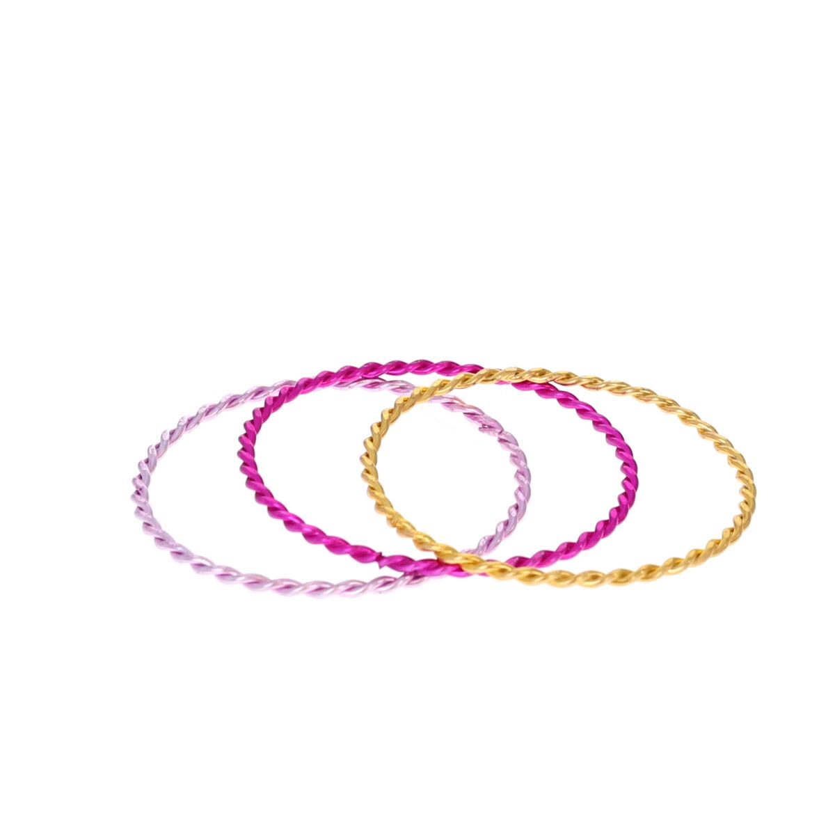 Lot de 3 bracelets torsadés rose et doré Pondie Chérie