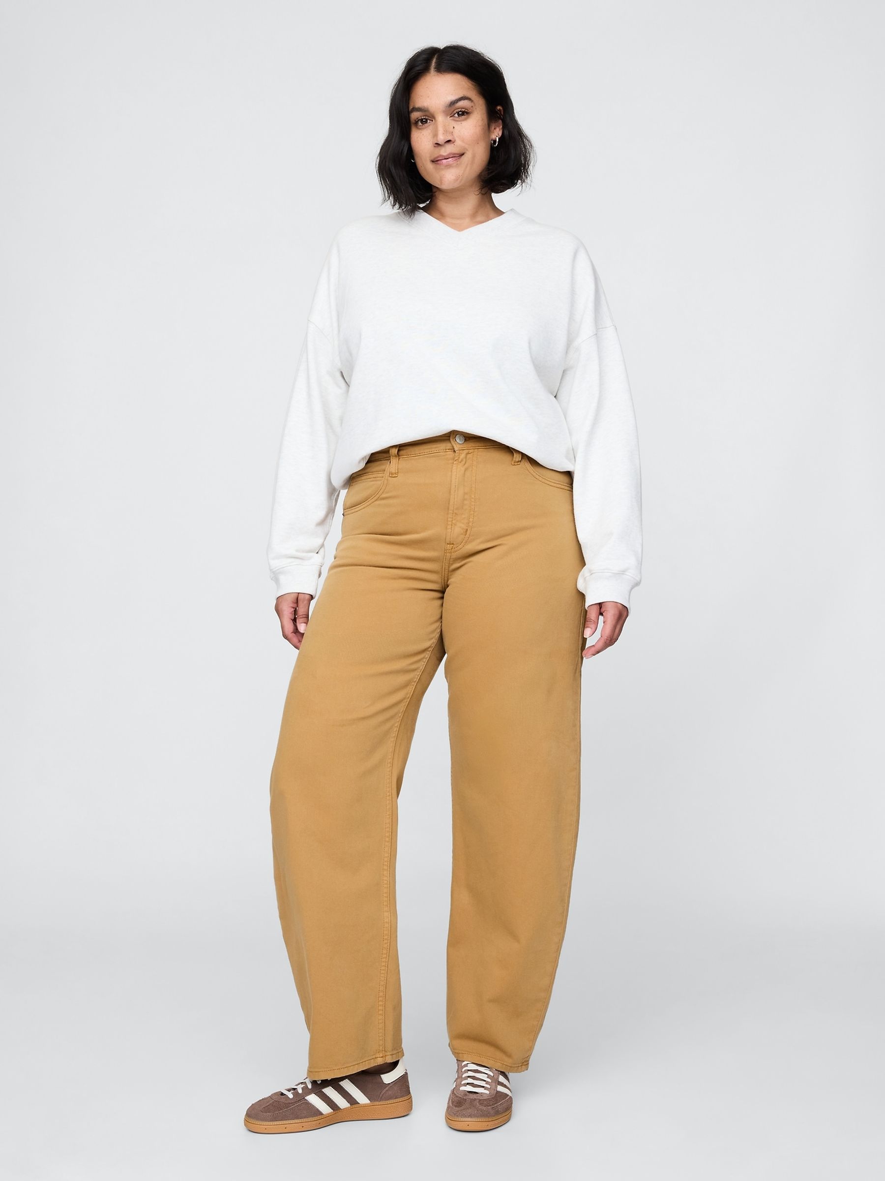 Bruin - Gap jeans met hoge taille en toelopende pijpen