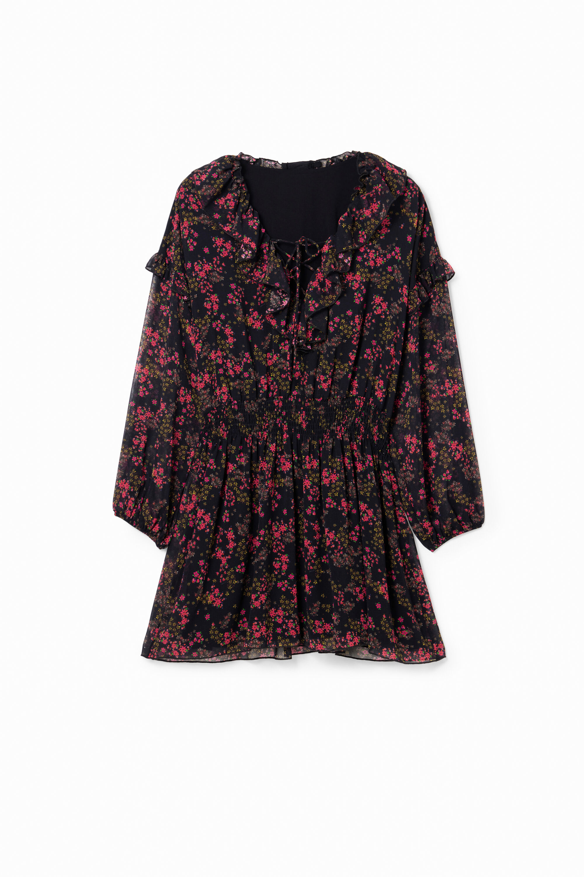 Robe courte gaze fleurs