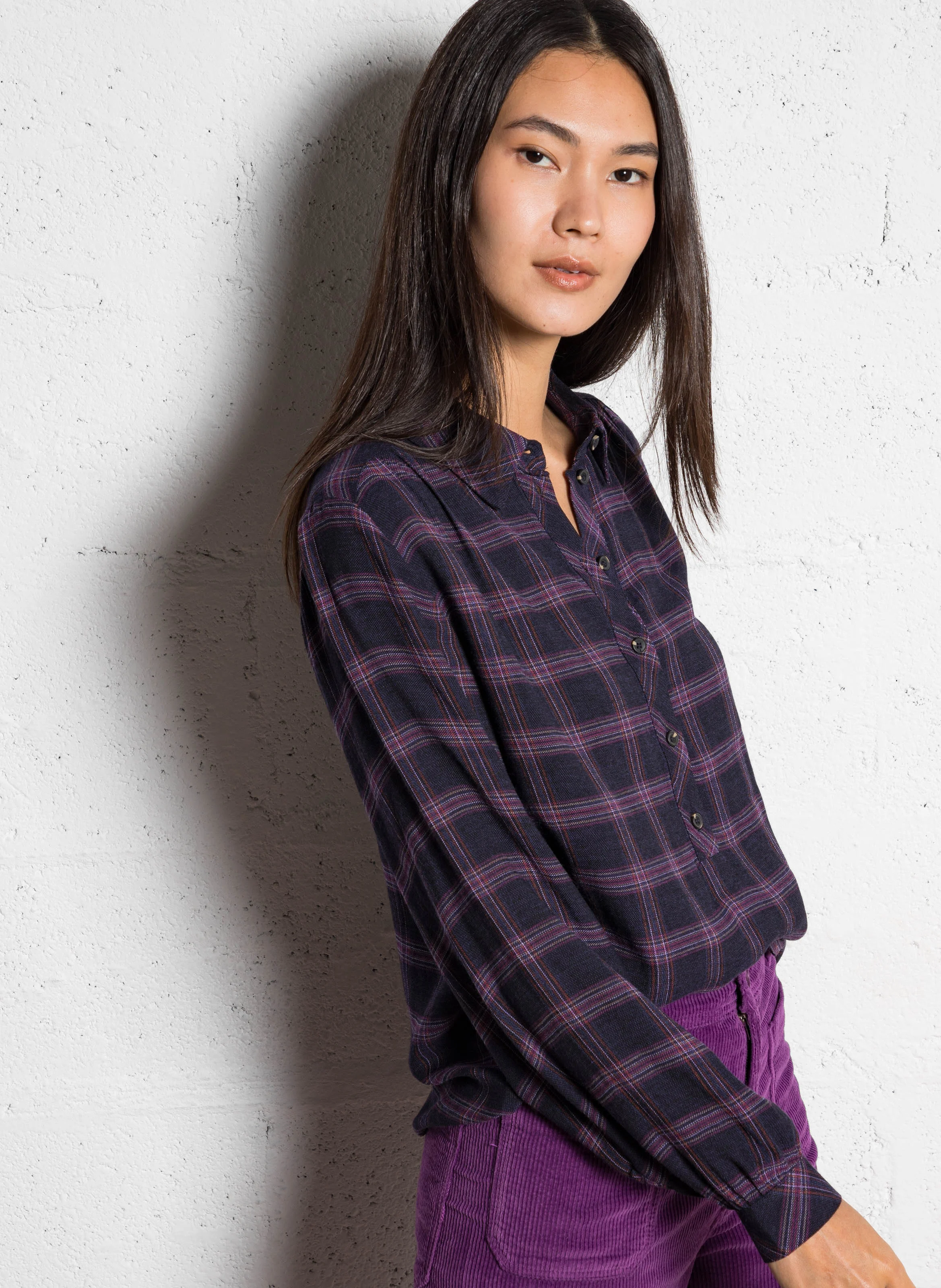 BABYLON - Blouse chemise à carreaux | Violet