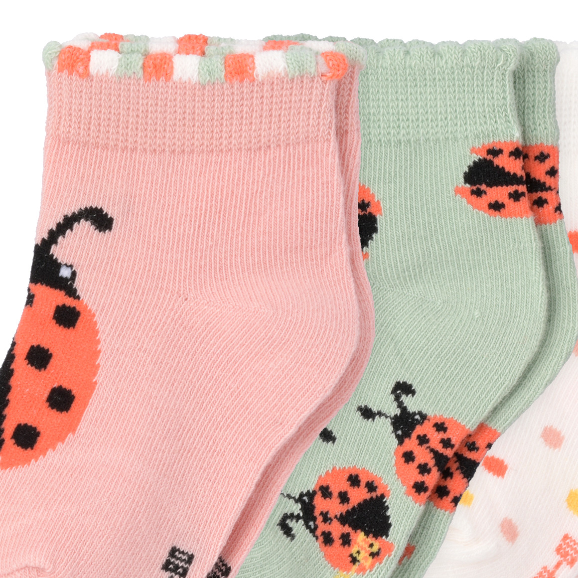 Topomini 3 Paar Baby Kurzsocken im Set rosa / weiss / hellgrün