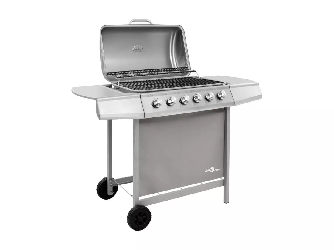 Barbecue gril à gaz avec 6 brûleurs Argenté