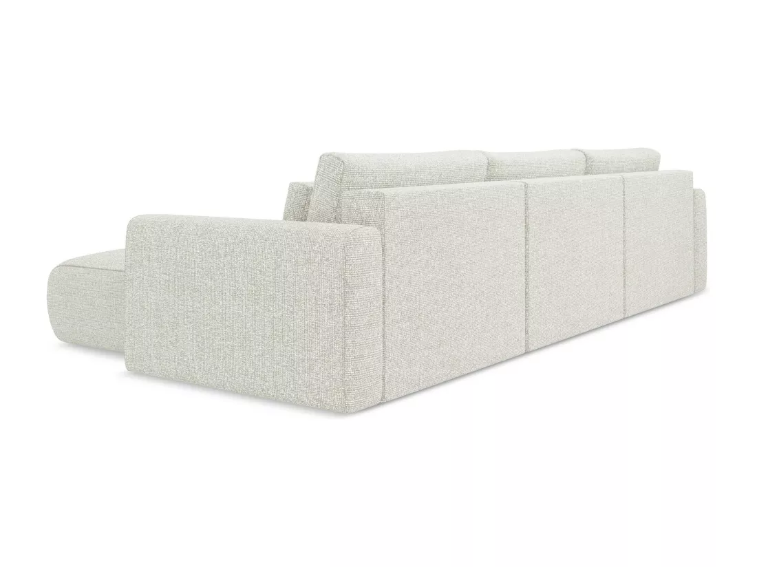 Canapé d'angle panoramique convertible en tissu texturé - blanc beige - KAPUA