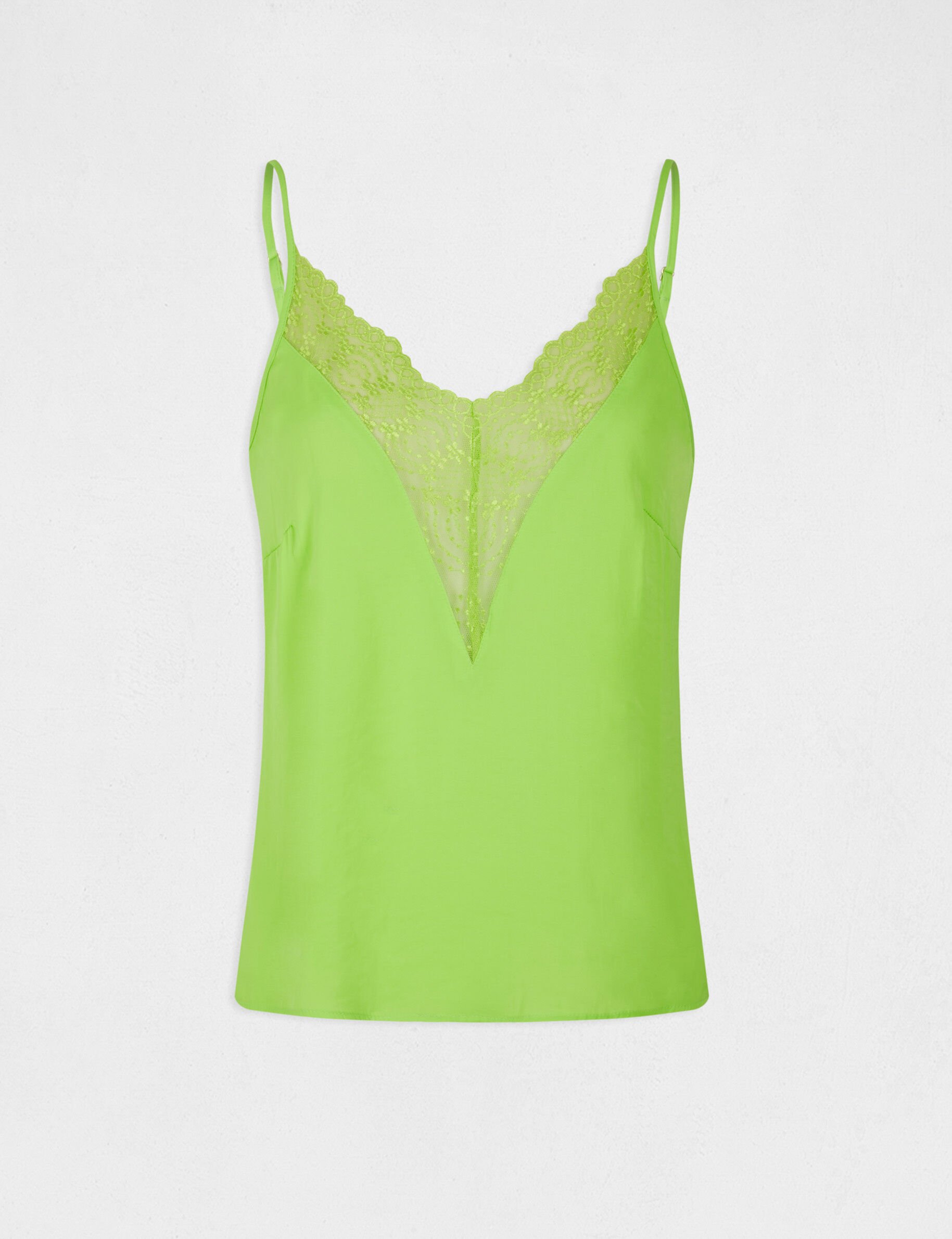 Blouse bretelles fines à dentelle anis femme - anis
