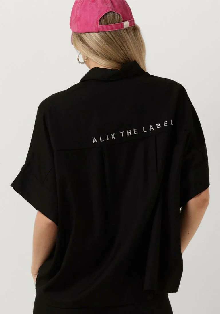ALIX THE LABEL zwarte alix the label blouse ladies woven linen oversized blouse