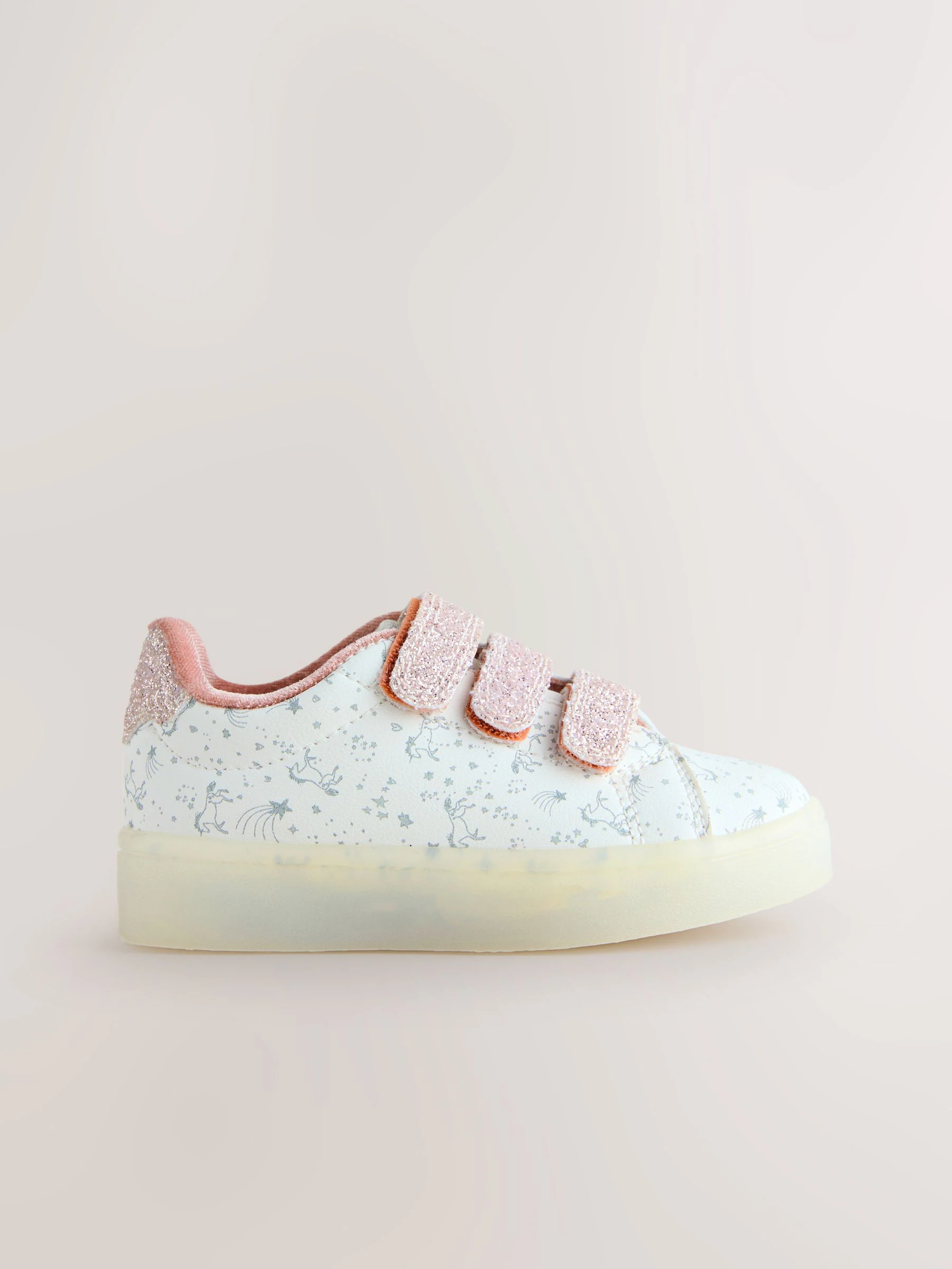 Wit met eenhoornprint - Touch Fasten Light Up Trainers