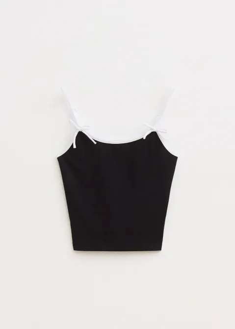 Singlet met strik zwart (ZWART)