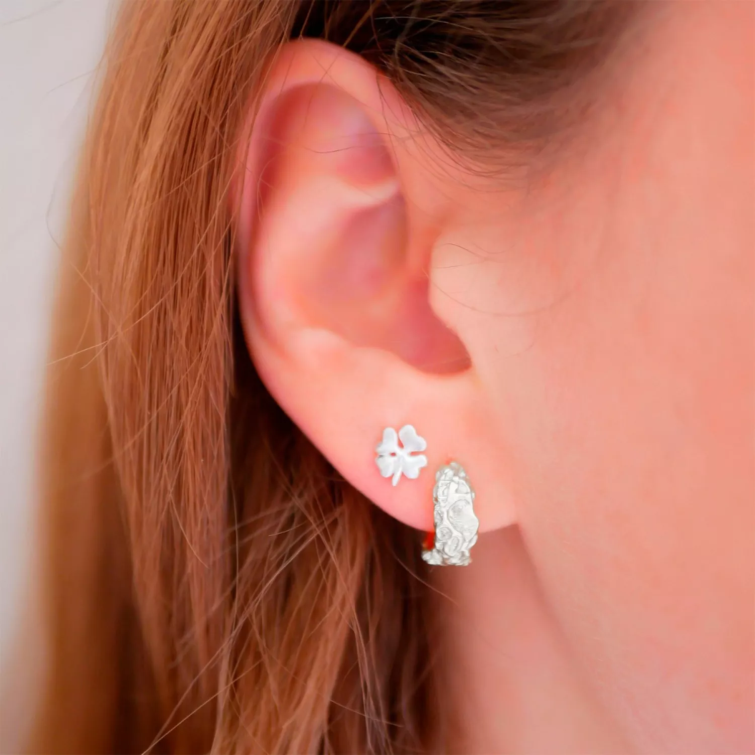 Enamel Organic Clover Øreringe Sølv E238SM