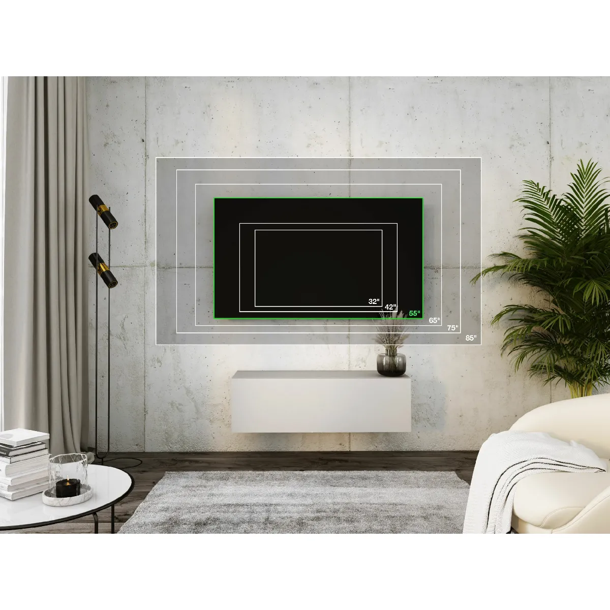 3xeliving Meuble TV Suspendu Cachemire