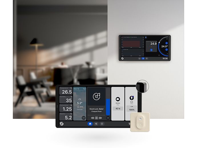 Shelly Wall Display X2  HT Touchscreen Silber Intelligentes Haussteuerungspanel mit einem 6.95-Zoll-Farbdisplay
