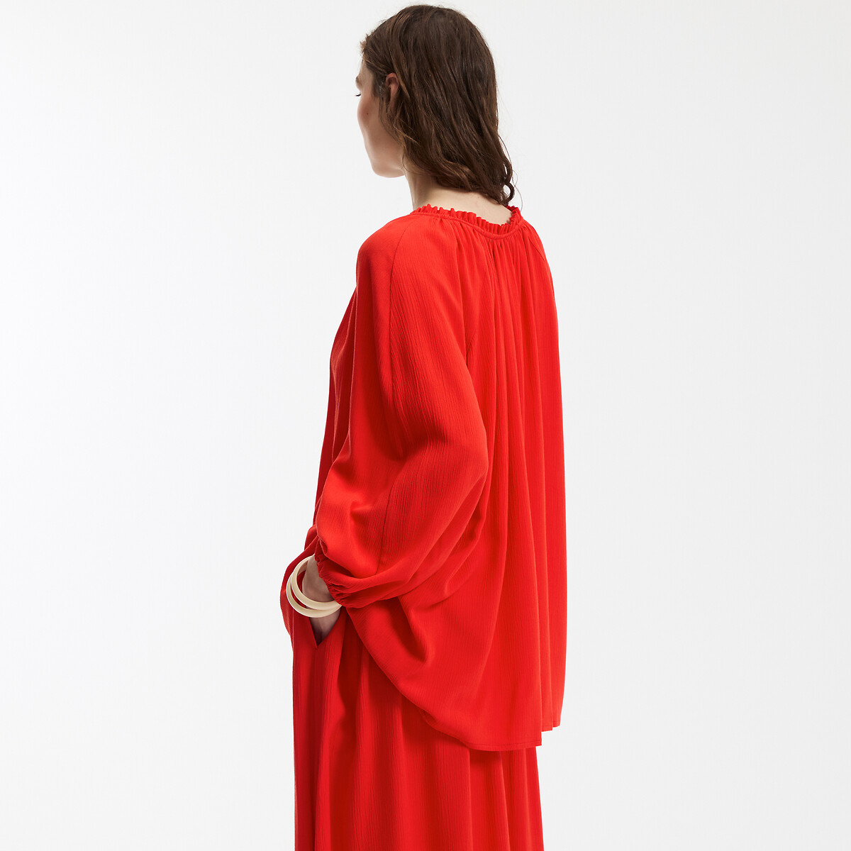 LA REDOUTE COLLECTIONS<br>Blusa de crepe com decote em V, manga 3/4