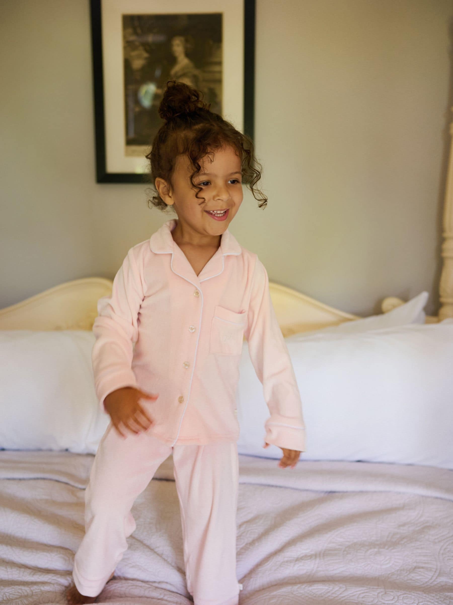 Roze - The Little Tailor Luxe kerstpyjama voor kinderen van zacht aanvoelend velours